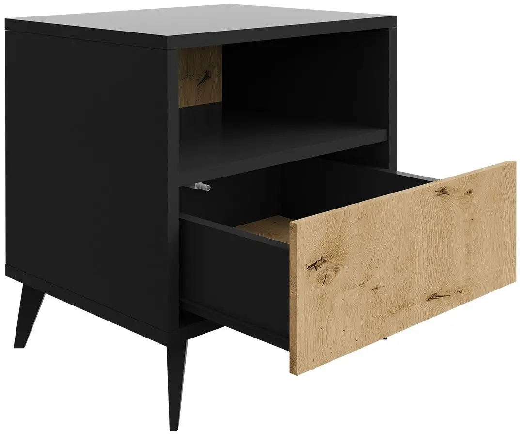 Тумба прикроватная Mirjan24 Oksawi 1SZ/Ovessi 1K (Black/Artisan Oak) - 3