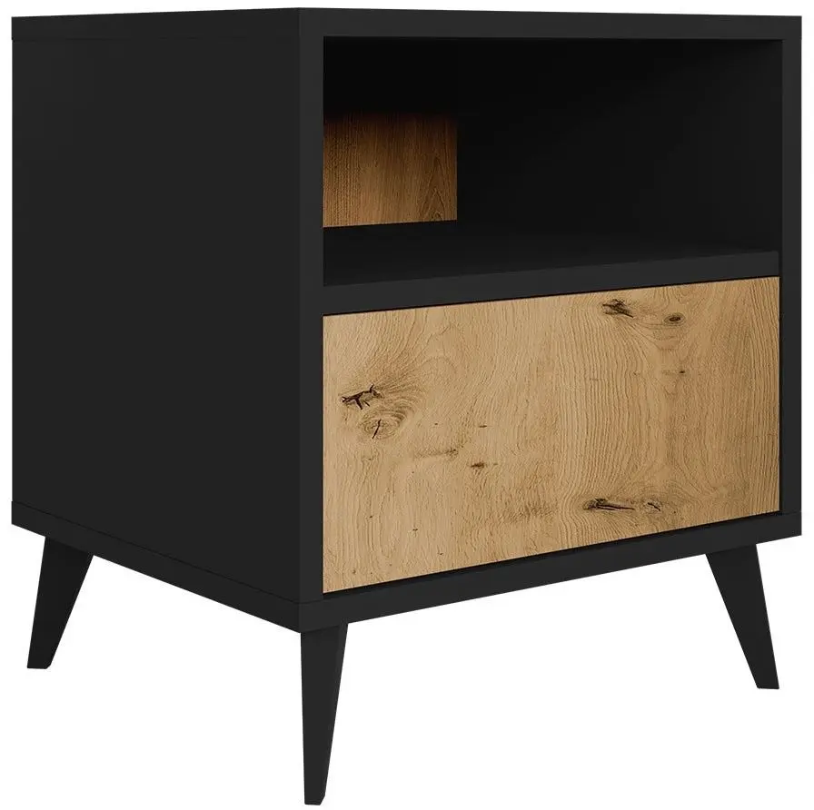 Тумба прикроватная Mirjan24 Oksawi 1SZ/Ovessi 1K (Black/Artisan Oak) - 4