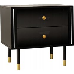 Noptiera Mirjan24 Wiastan/Cristal 04  55 cu iluminare LED (Black/Black Gloss)