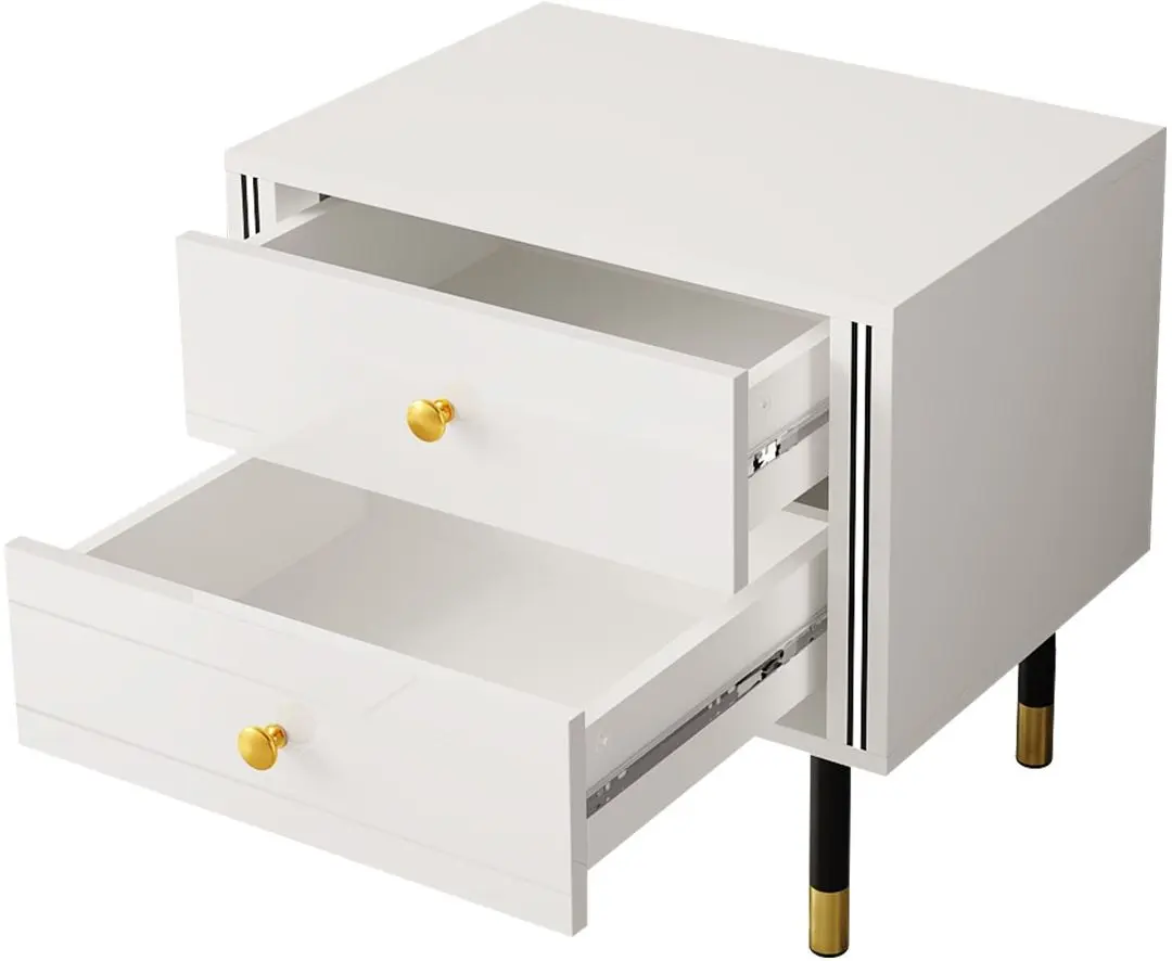 Noptiera Mirjan24 Wiastan/Cristal 04 55 cu iluminare LED (White/White Gloss)