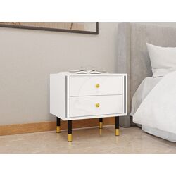 Noptiera Mirjan24 Wiastan/Cristal 04 55 cu iluminare LED (White/White Gloss) Thumb