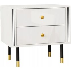 Noptiera Mirjan24 Wiastan/Cristal 04 55 cu iluminare LED (White/White Gloss)