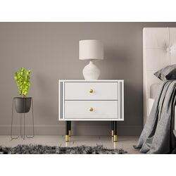 Noptiera Mirjan24 Wiastan/Cristal 04 55 cu iluminare LED (White/White Gloss) Thumb