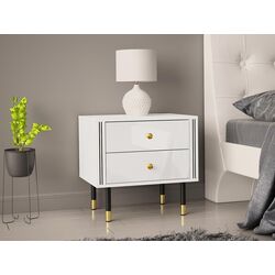 Noptiera Mirjan24 Wiastan/Cristal 04 55 cu iluminare LED (White/White Gloss) Thumb