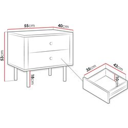 Noptiera Mirjan24 Wiastan/Cristal 04 55 cu iluminare LED (White/White Gloss) Thumb