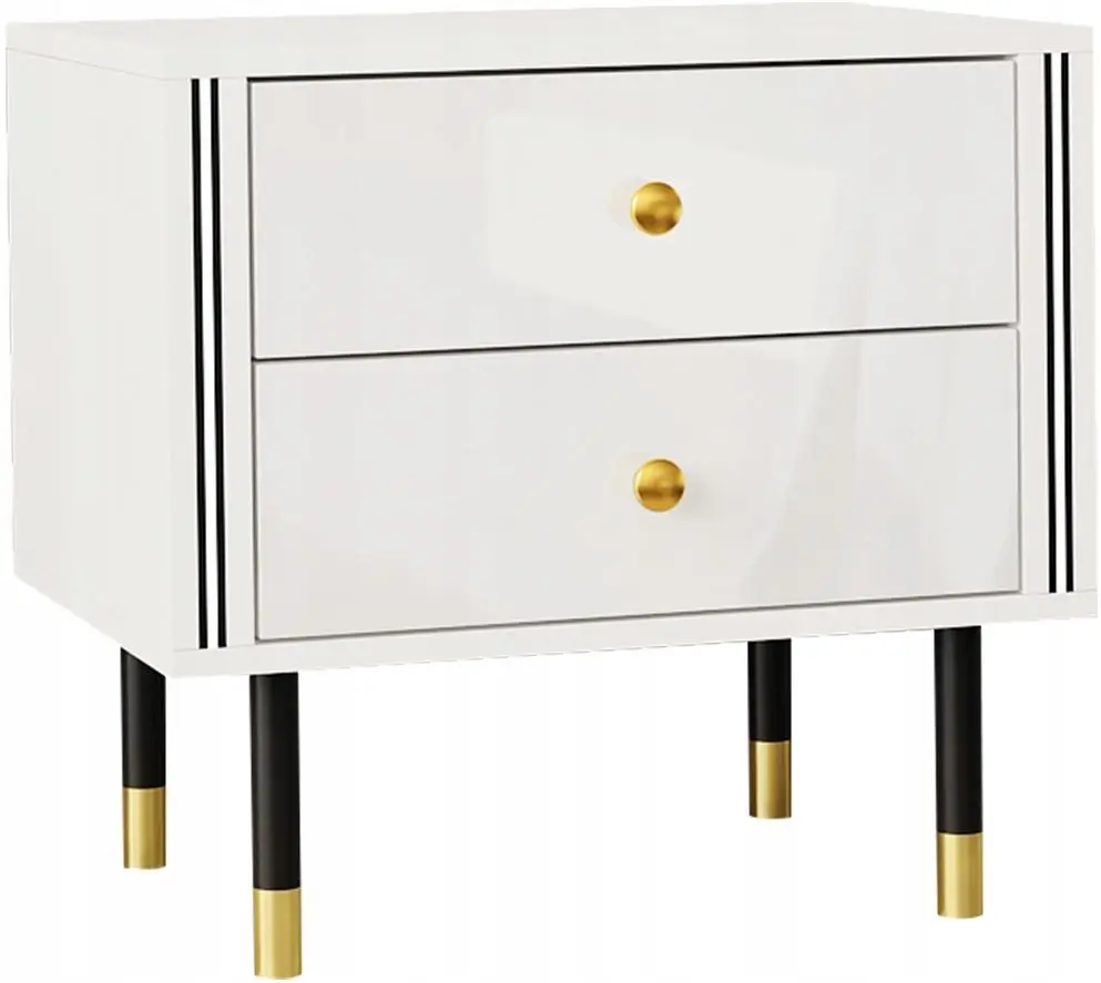 Noptiera Mirjan24 Wiastan/Cristal 04 55 cu iluminare LED (White/White Gloss)