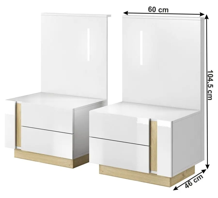 Set noptiere Mobhaus City (White/Grandson Oak)
