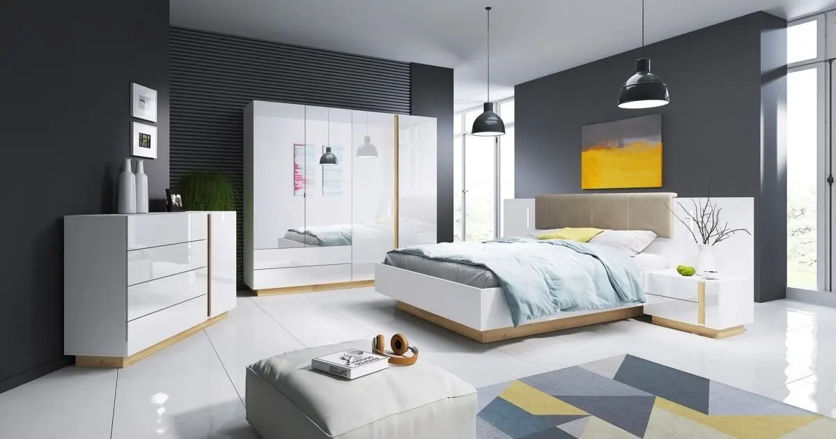 Set noptiere Mobhaus City (White/Grandson Oak)