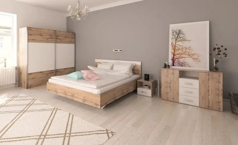 Set de noptiere Mobhaus Gabriela (Wotan Oak/White)