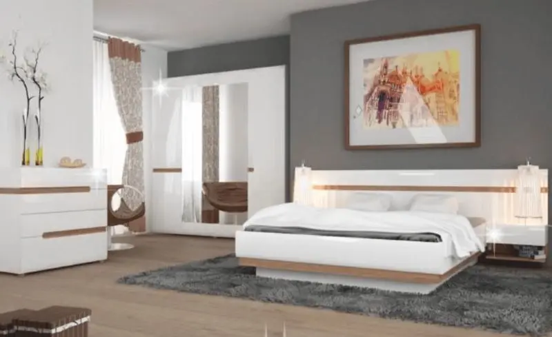 Тумба прикроватная Mobhaus Lynatet Typ 96 (White Extra High Gloss/Sonoma Oak Truffle)