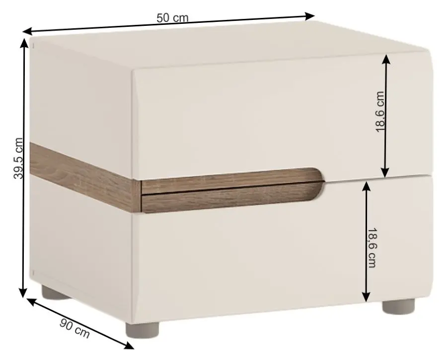 Тумба прикроватная Mobhaus Lynatet Typ 96 (White Extra High Gloss/Sonoma Oak Truffle)