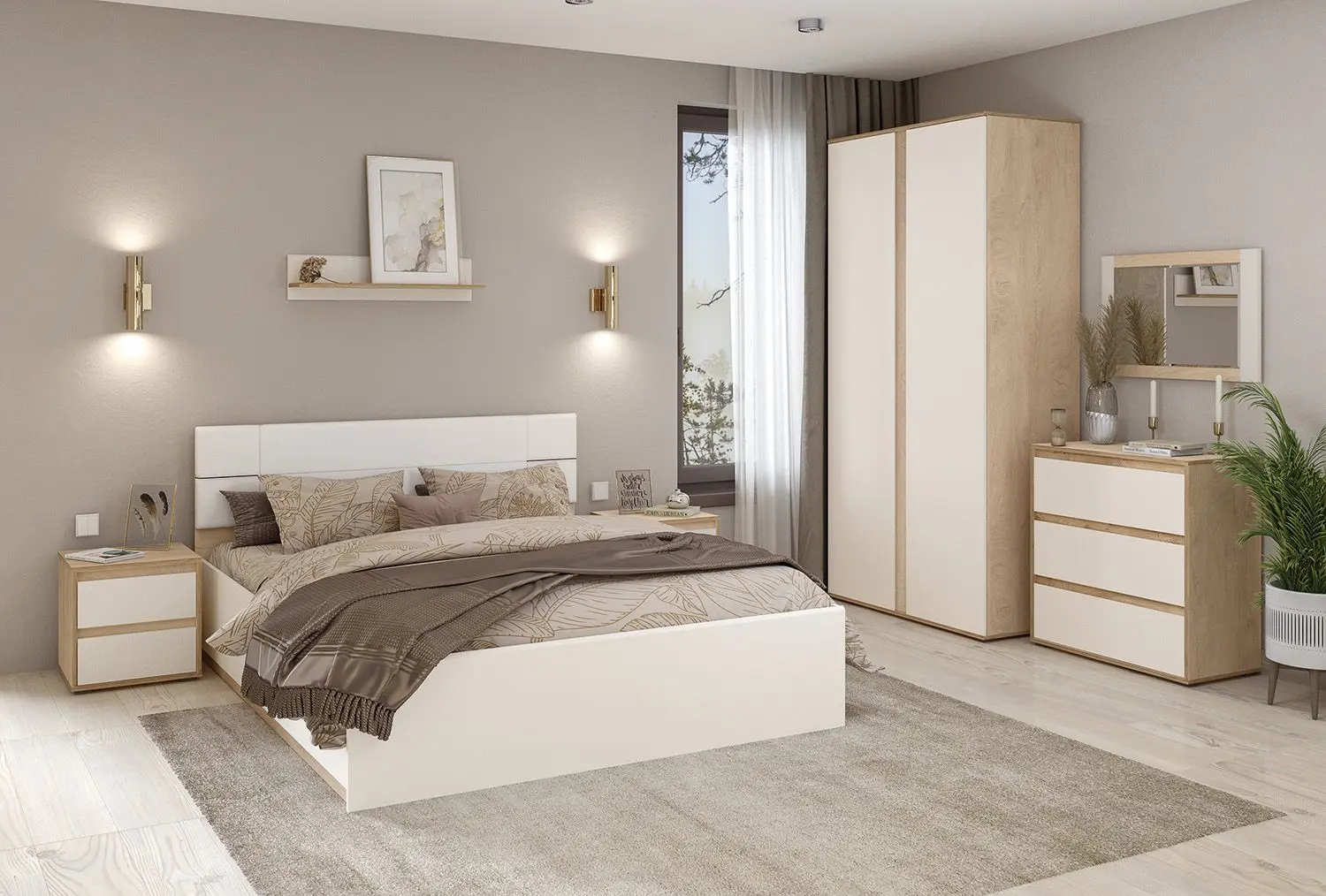 Noptiera Mobi Leya 13.288 (Endgrain Oak Elegant/Almond)