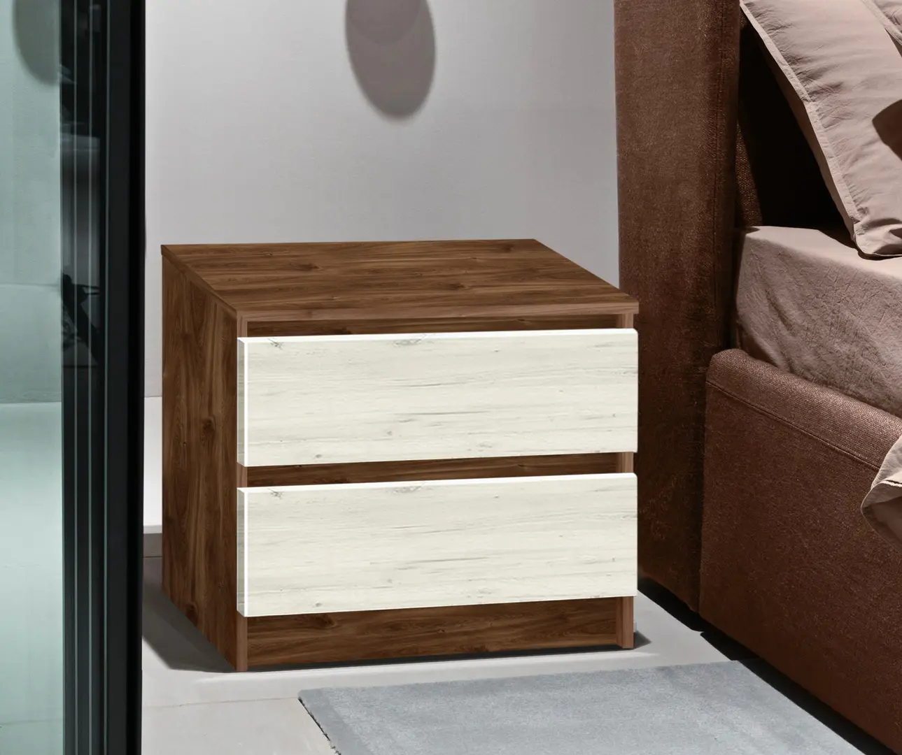 Noptiera Modern Komfi 48cm (Brandy Castello Oak/Craft Oak White)
