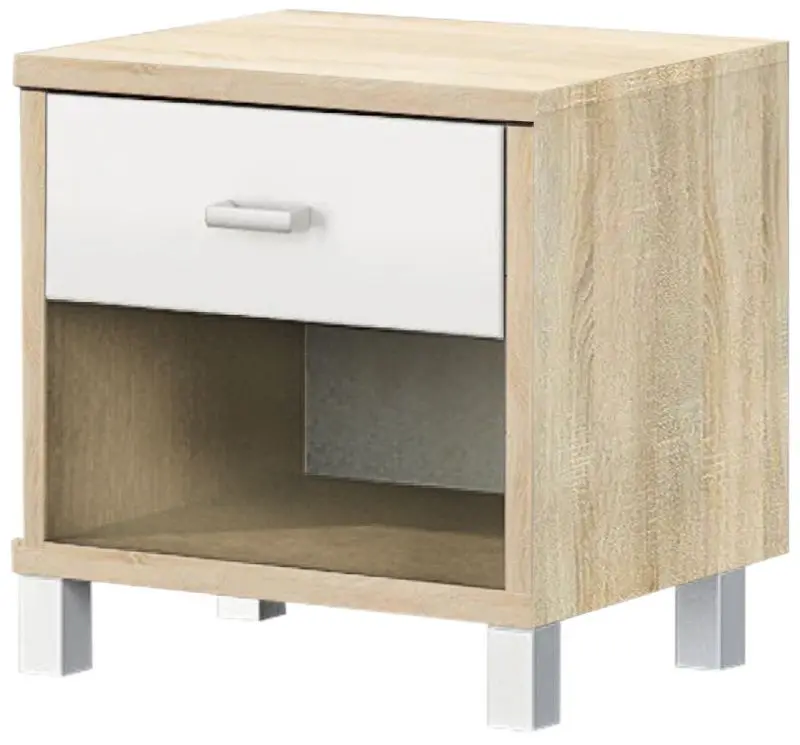 Тумба прикроватная Неман Домино ВК-04-17 (Дуб Сонома/Белый Полуглянец)