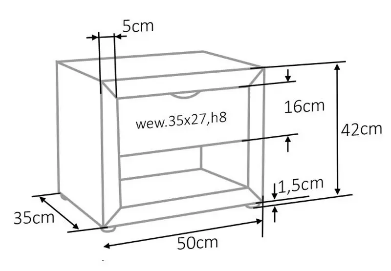Тумба прикроватная Signal ET-001 Velvet (Gray) - 2