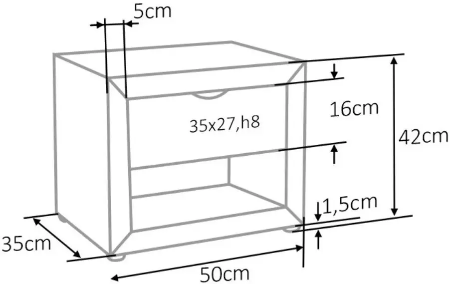 Тумба прикроватная Signal ET-001 Velvet (Gray Light) - 2