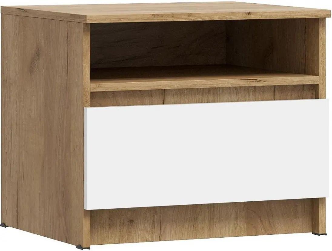 Тумба прикроватная Стендмебель Ламия ТБ 061 (Дуб Крафт Золотой/Белый Бриллиант)