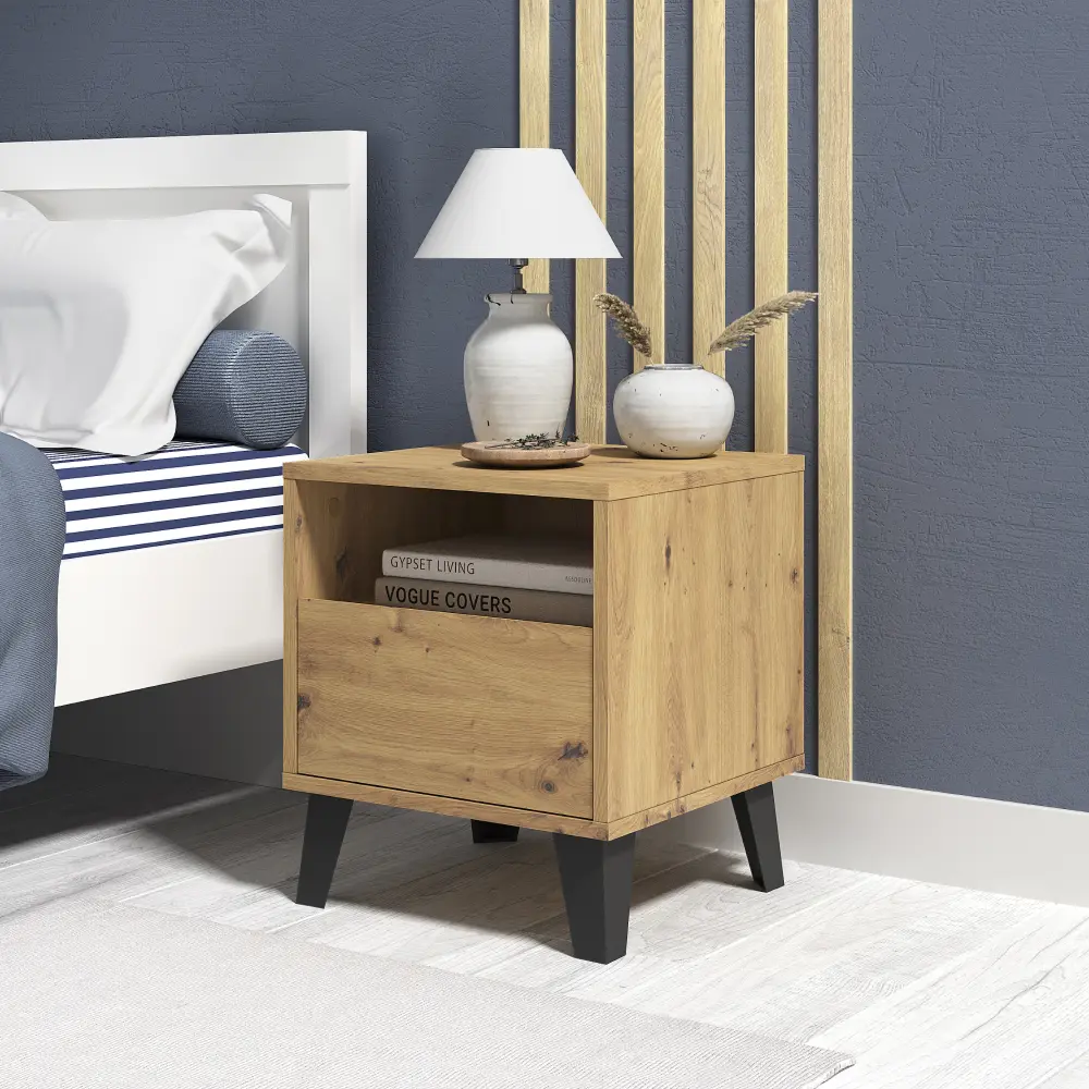Тумба прикроватная Tempo Kondela Bogan New 1S (Artisan Oak)