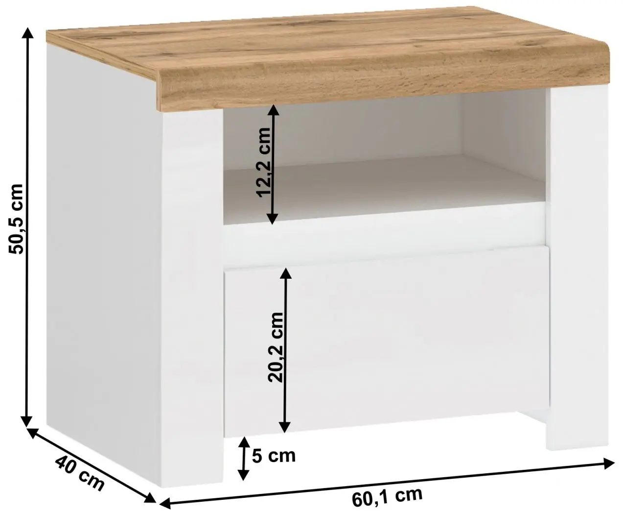 Тумба прикроватная Tempo Kondela Vilgo 1S (Wotan Oak/White Gloss)