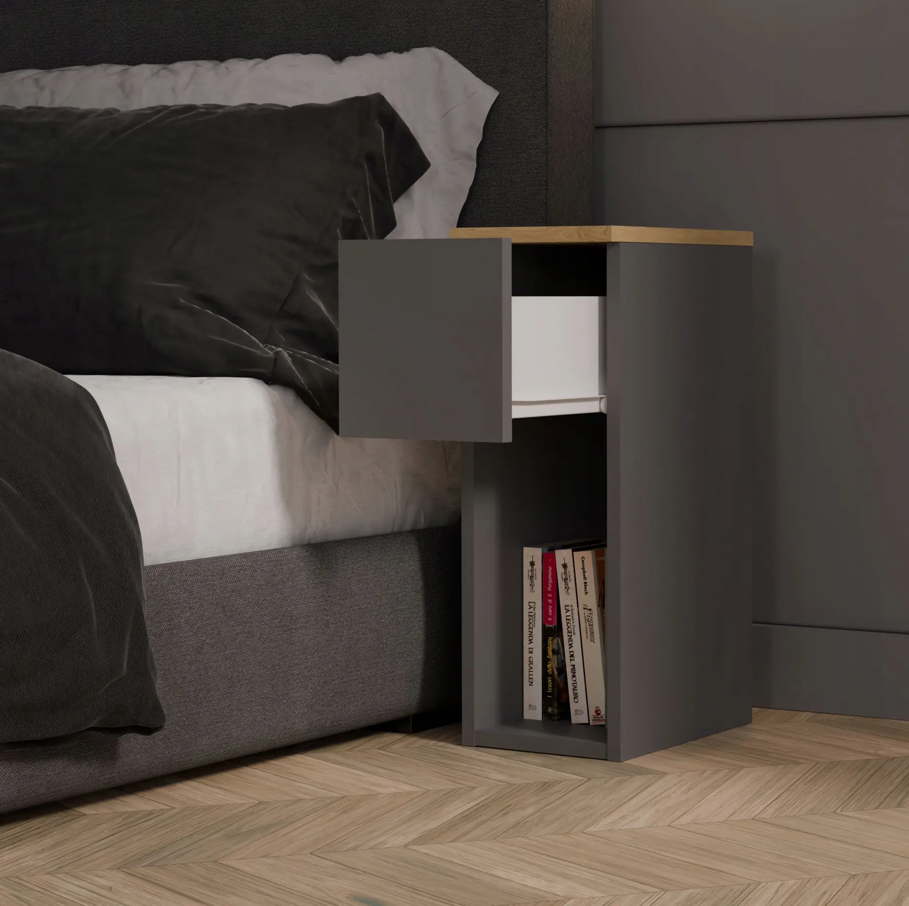 Тумба прикроватная TopEshop Galax 20 1S (AnthraciteArtisan Oak) - 2