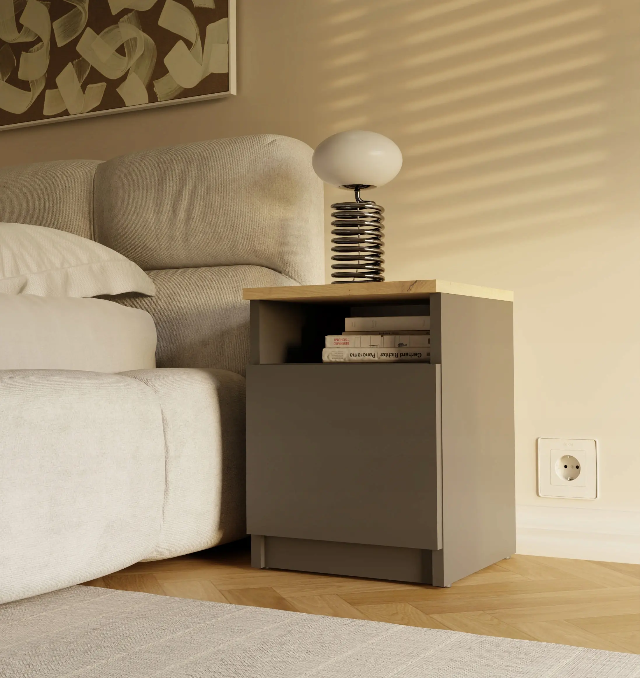 Тумба прикроватная TopEshop Galax 30 1D (Anthracite/Artisan Oak) - 6