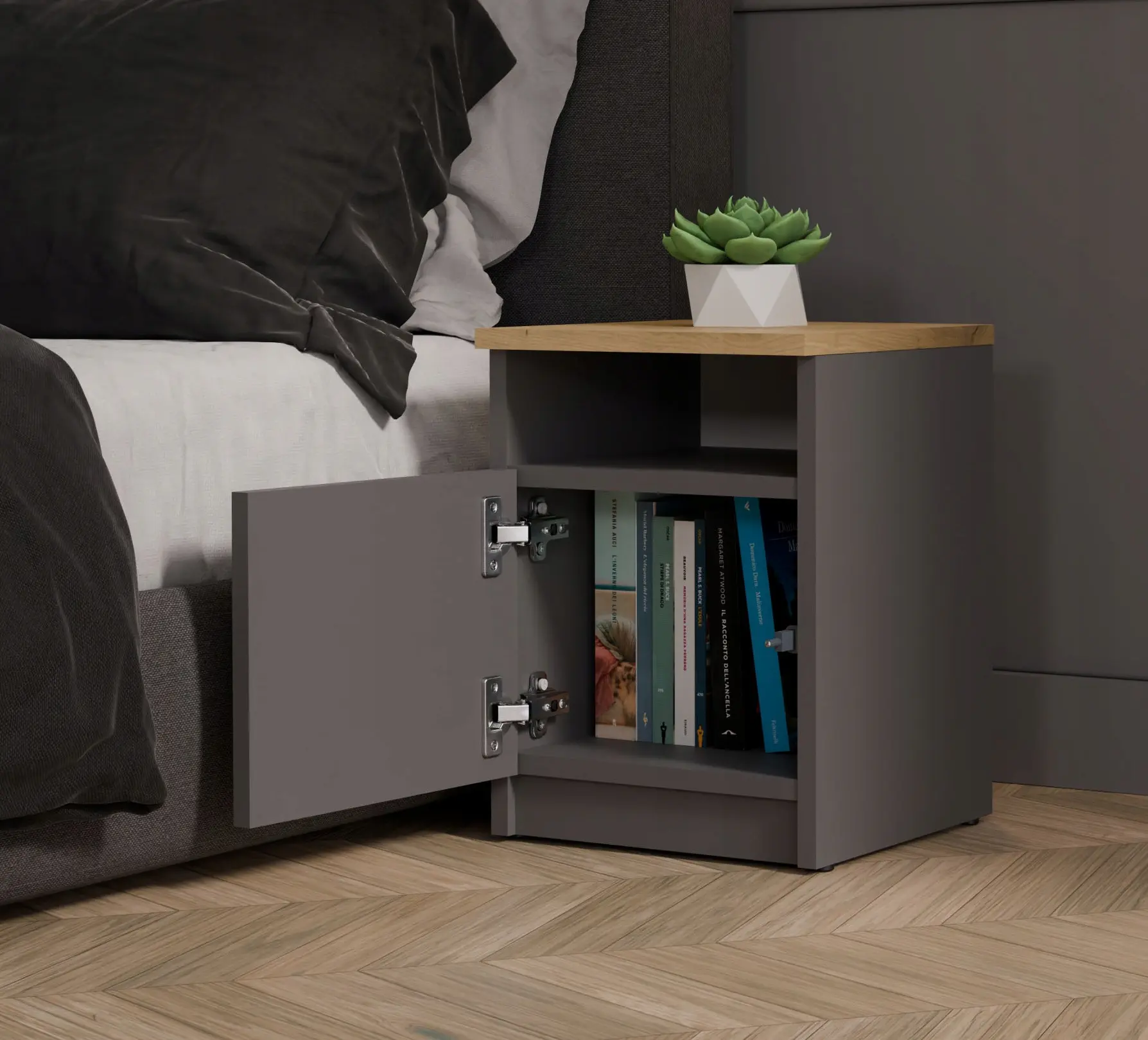 Тумба прикроватная TopEshop Galax 30 1D (Anthracite/Artisan Oak) - 7