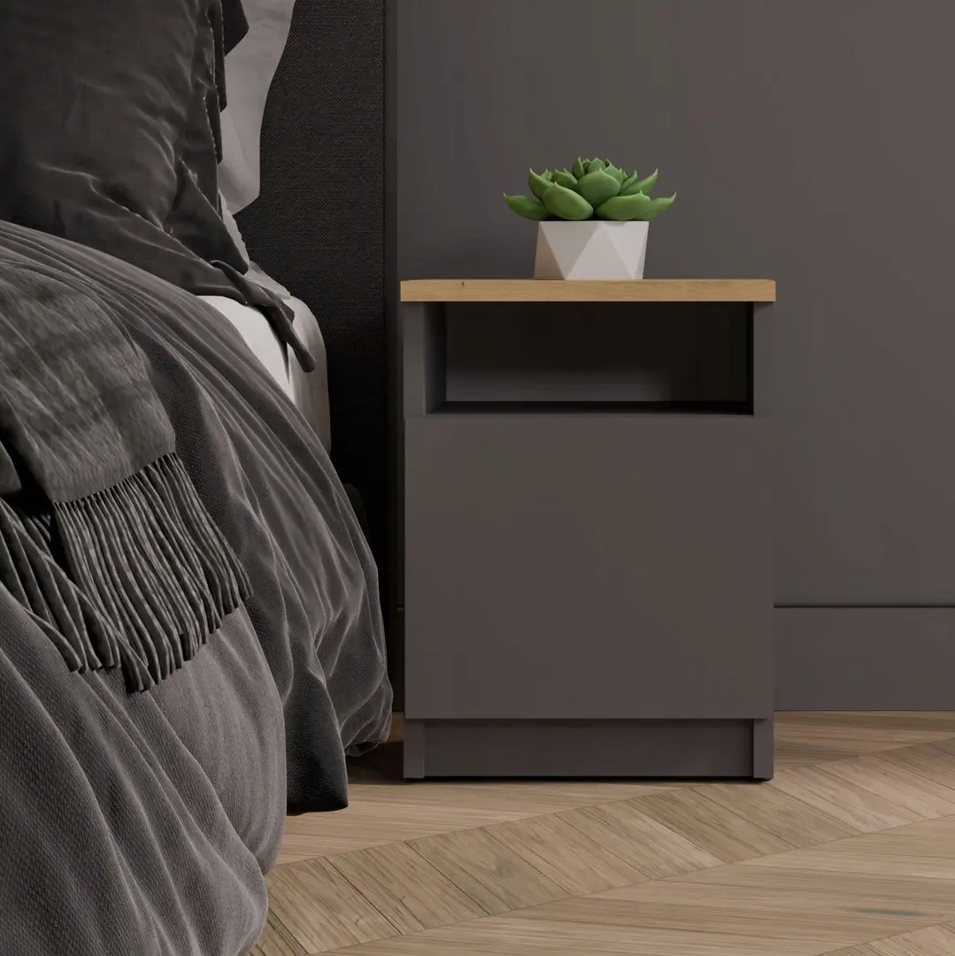 Тумба прикроватная TopEshop Galax 30 1D (Anthracite/Artisan Oak)