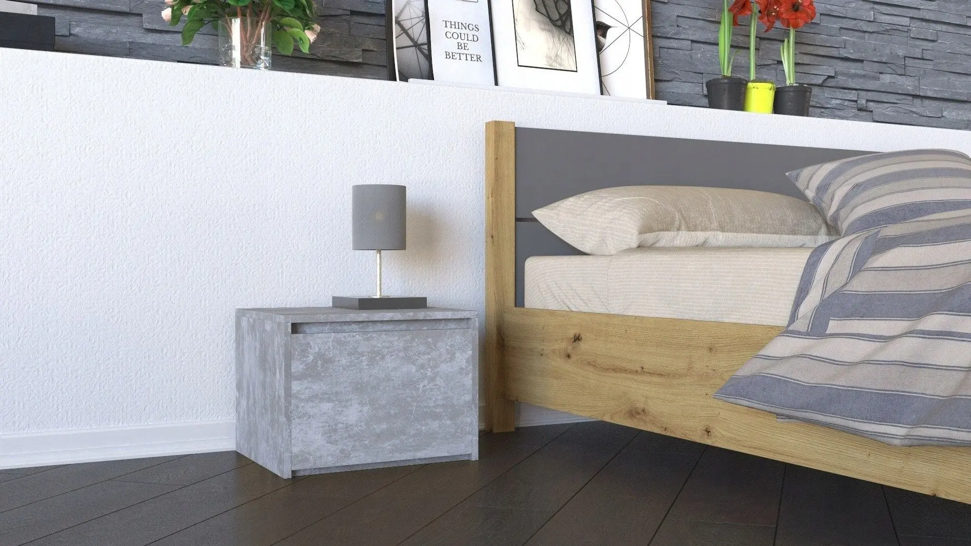 Noptiera TopEshop Karo K1 (Beton) - 3