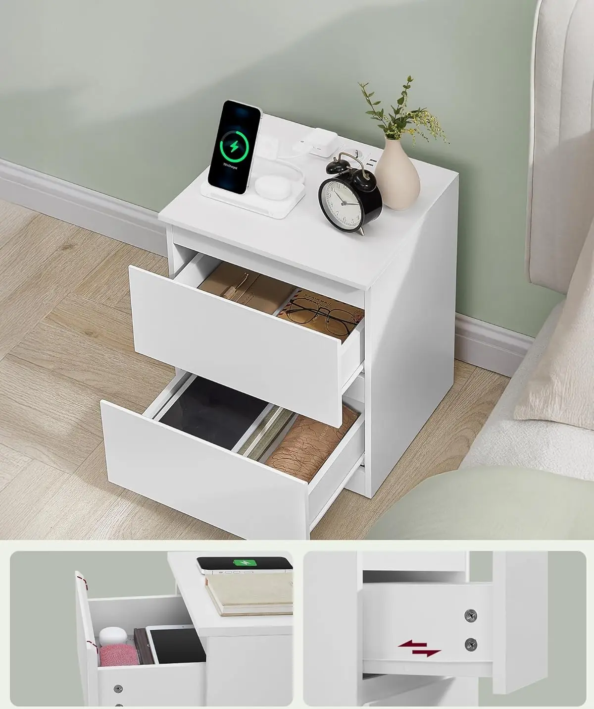 Набор прикроватных тумбочек Vasagle Kailyn LET821W02 (White) - 5