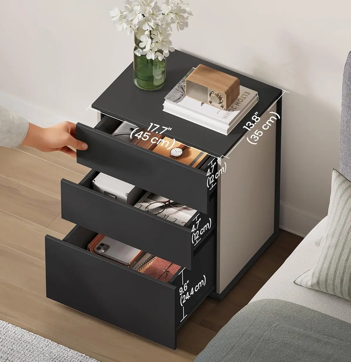 Noptiera Vasagle LET778B01 (Ink Black/Cappuccino)