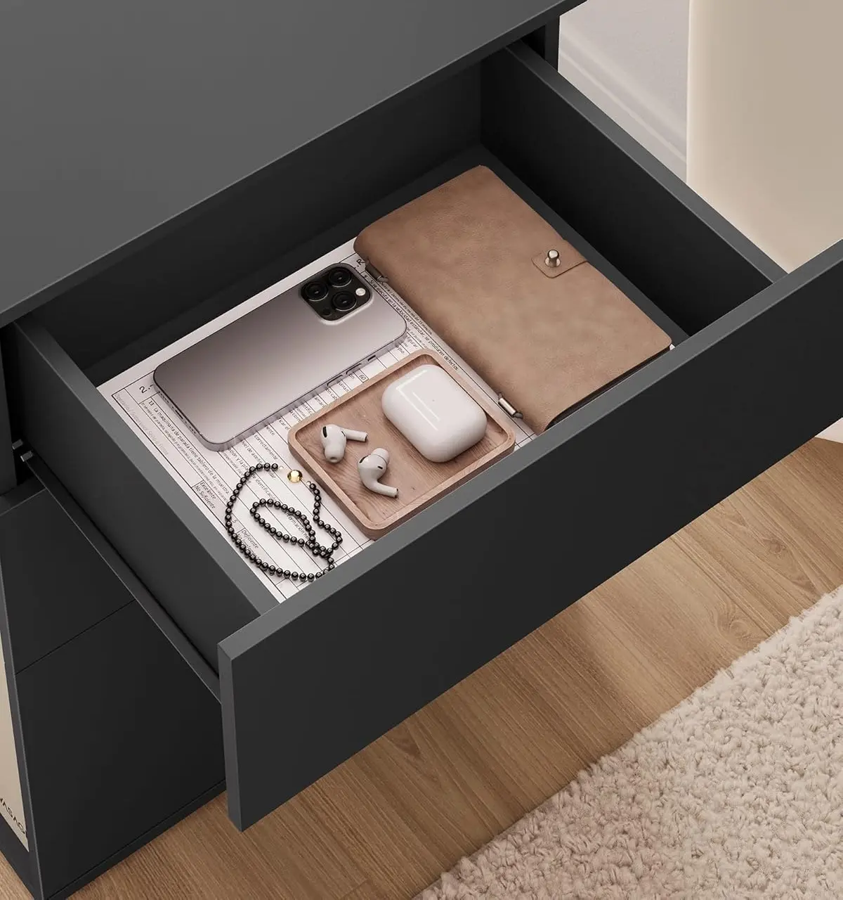 Noptiera Vasagle LET778B01 (Ink Black/Cappuccino)