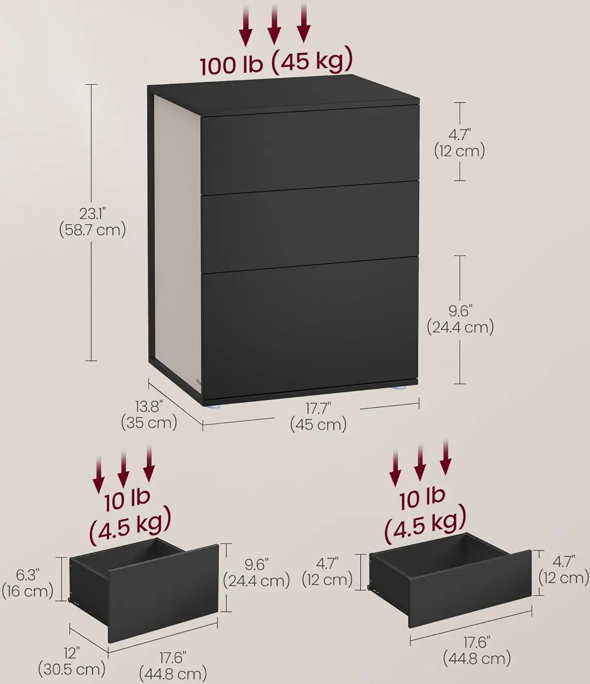 Noptiera Vasagle LET778B01 (Ink Black/Cappuccino)