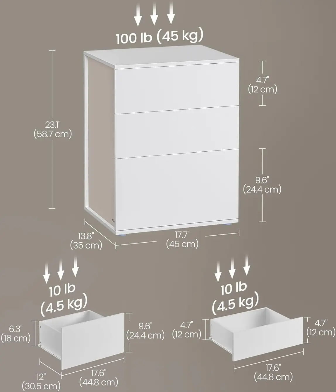 Noptiera Vasagle LET778W01 (White/Cappuccino)
