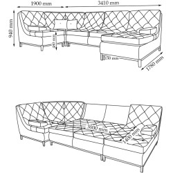 Canapea de colt Charmbed London 5 Mini Vogue 01 (Cream) Thumb