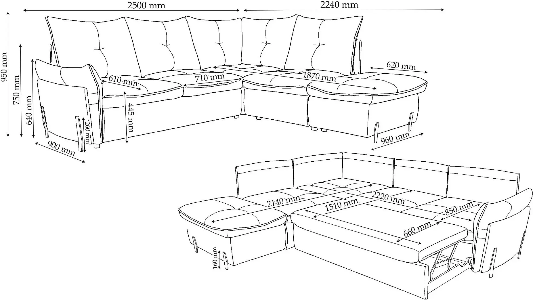 Диван угловой Charmbed Rimini Mono 07 лево (Dark Brown)