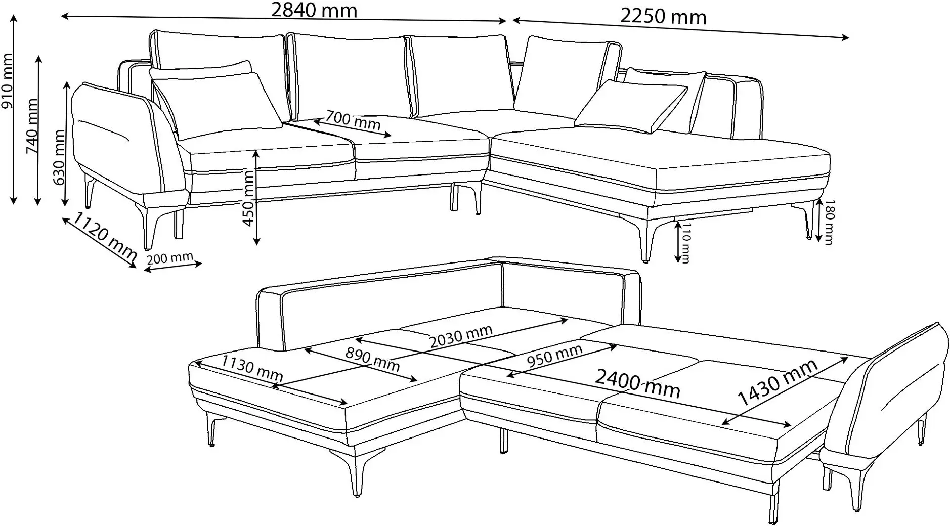 Canapea de colt Charmbed Rome Bonaparte 07 dreapta (Light Grey)