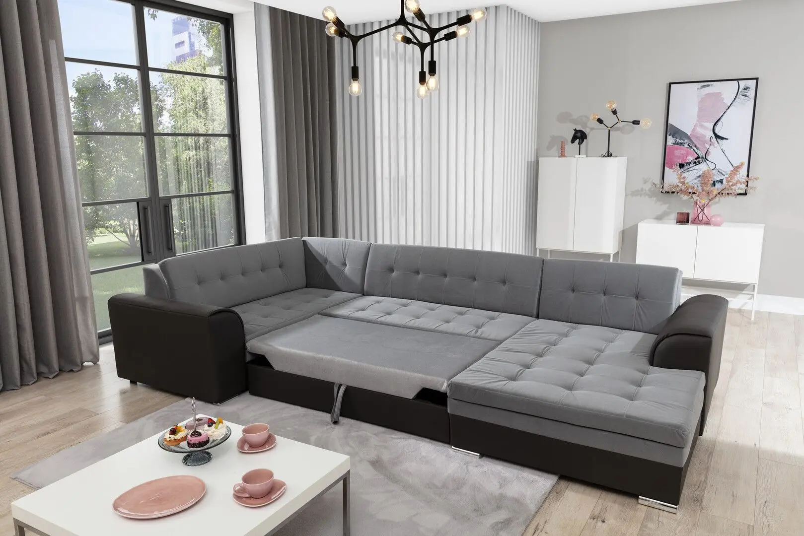 Canapea in forma de U Eltap Damario Berlin 01/Soft 17 Right (Gray/White) - 2