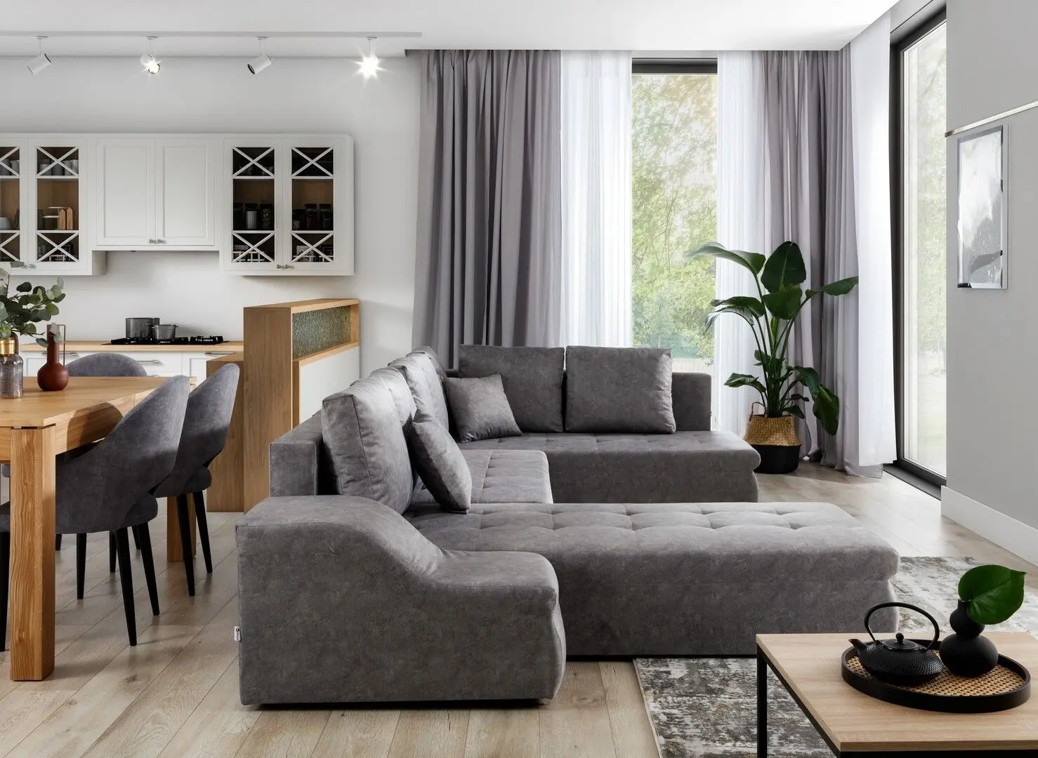 Canapea in forma de U Eltap Giovanni Berlin 01/Soft 11 Left (Gray/Black)