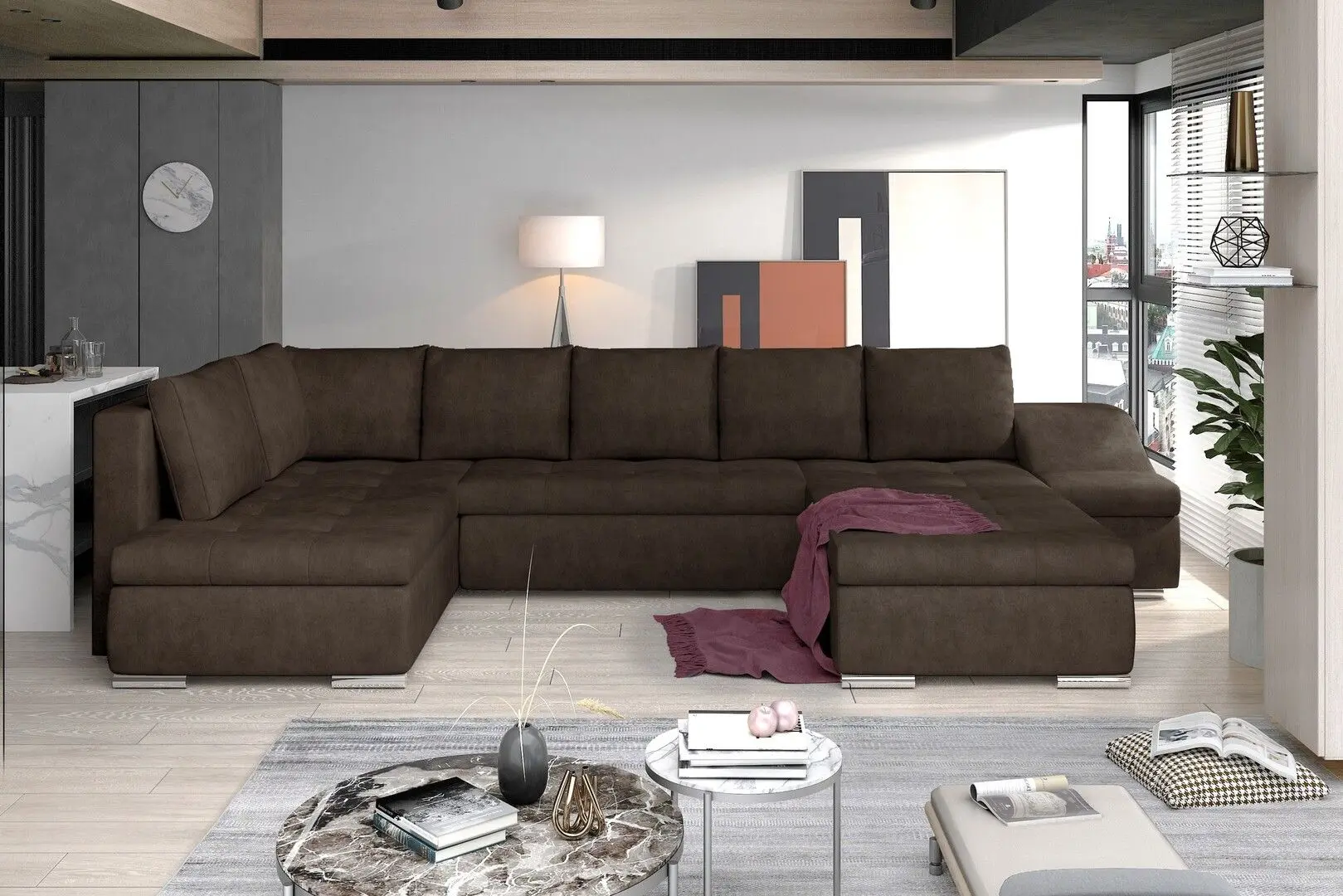 Canapea in forma de U Eltap Giovanni Dora 28 Left (Dark Brown)