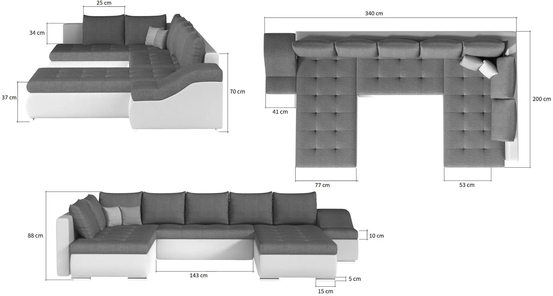 Canapea in forma de U Eltap Giovanni Monolith 84 Right (Gray Light) - 2