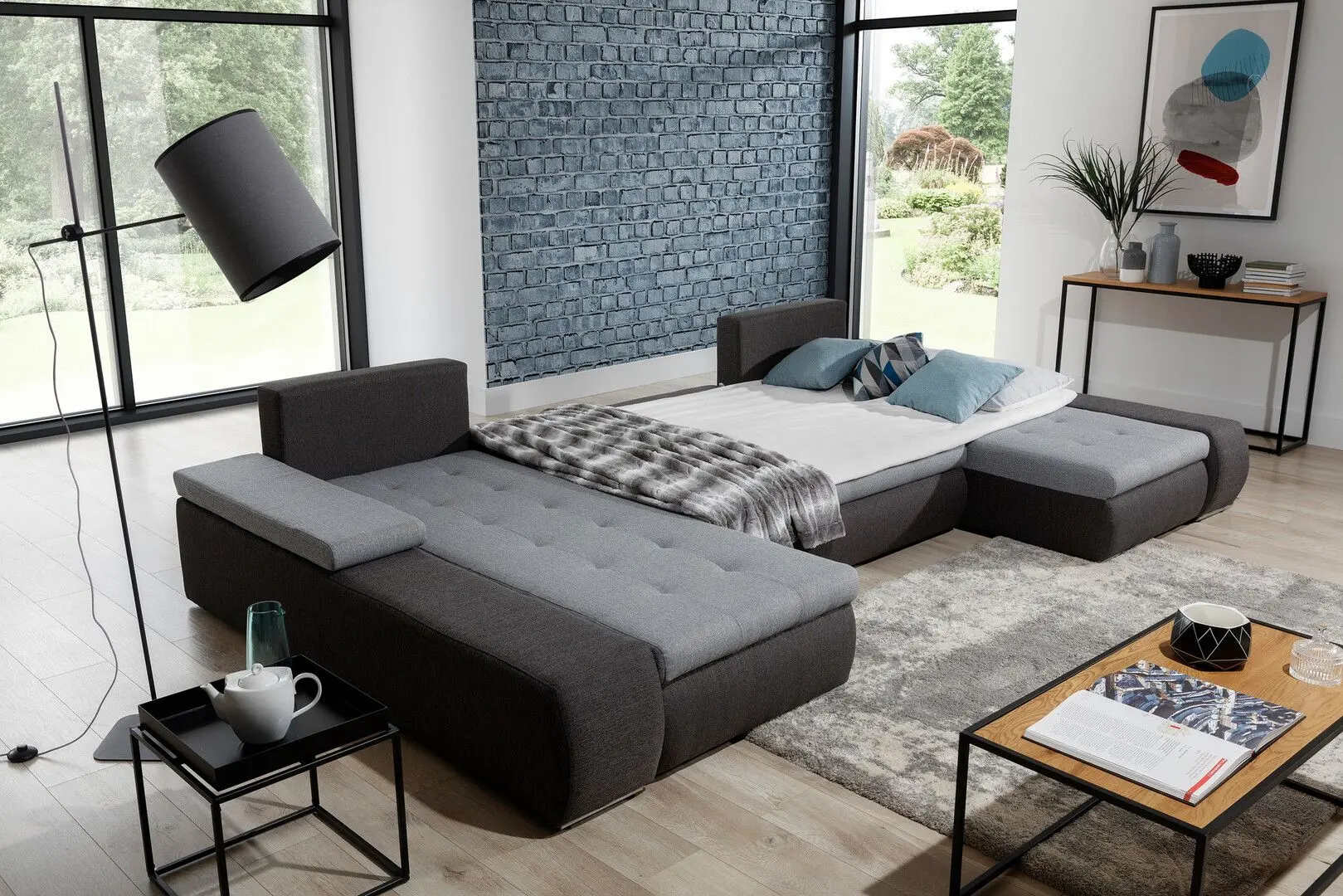 Canapea in forma de U Eltap Marino Portland 90/Portland 95 (Gray Light/Gray Dark)