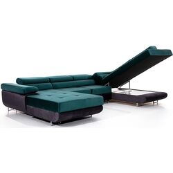 Canapea in forma de U Eltap Rodrigo Matt Velvet 75 Left (Turquoise Dark) Thumb