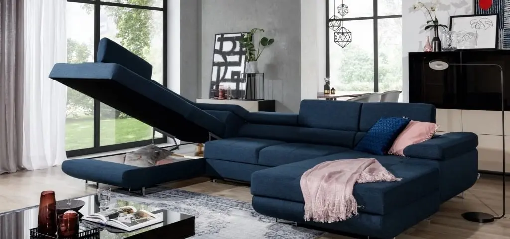 Canapea in forma de U Eltap Rodrigo Right Omega 86 (Blue)