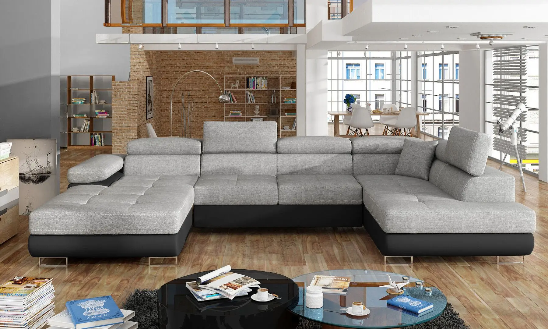 Canapea in forma de U Eltap Rodrigo Sawana 21/Soft 11 Left (Gray/Black)