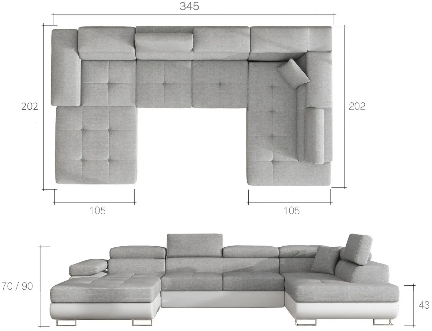 Canapea in forma de U Eltap Rodrigo Soro 83/Soft 29 Left (Gray Light/Gray Dark)
