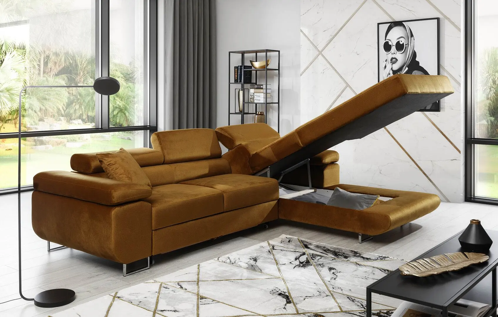 Canapea de colt Eltap Armando Berlin 03/Soft 66 Left (Beige/Brown Dark)