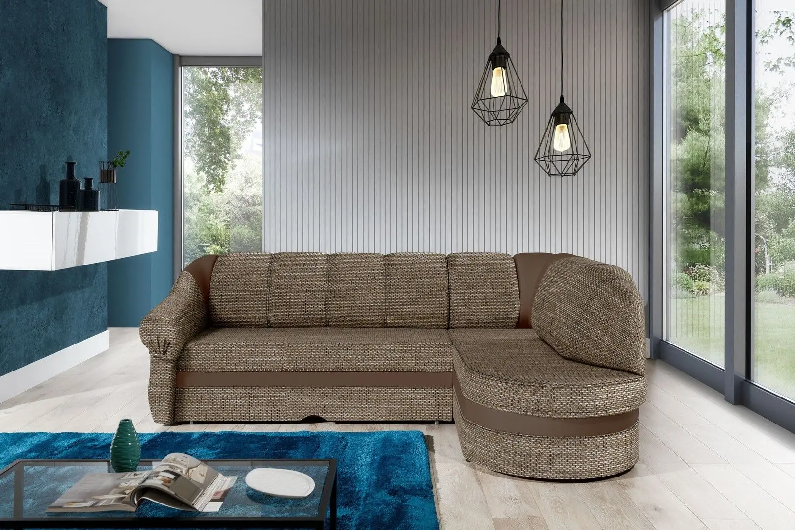 Диван угловой Eltap Benano Berlin 03/Soft 15 Right (Beige/Brown Light) - 5