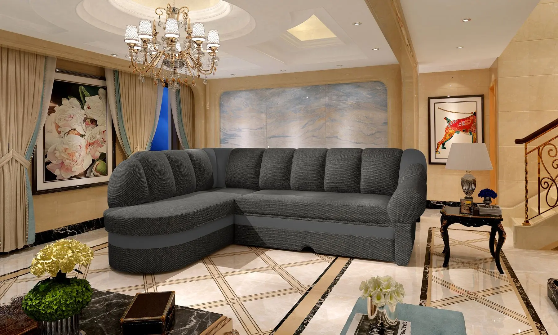 Canapea de colt Eltap Benano Left Inari 96/Soft 29 (Gray Dark)