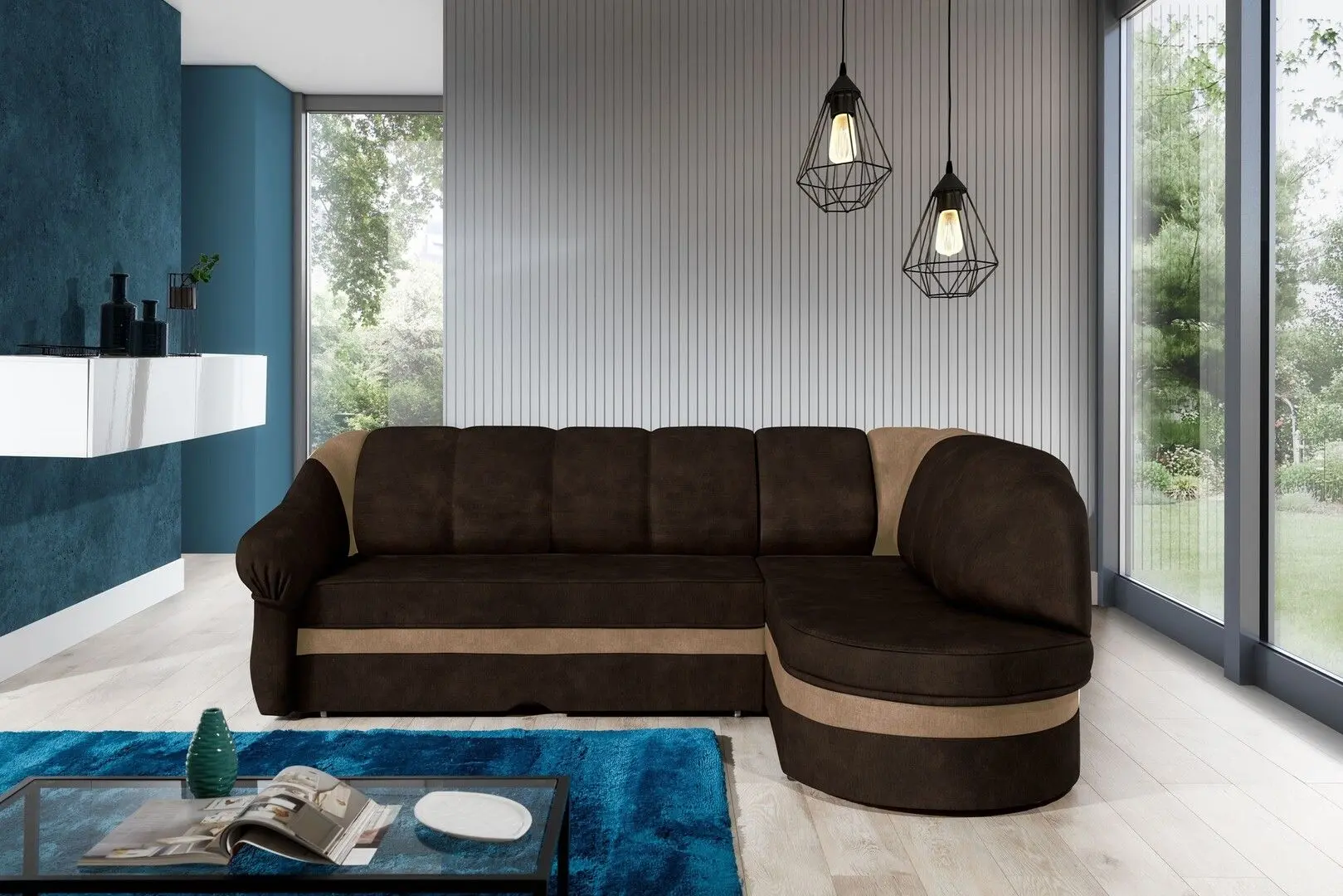 Canapea de colt Eltap Benano Monolith 29/Monolith 09 Left (Brown Dark/Brown Light)