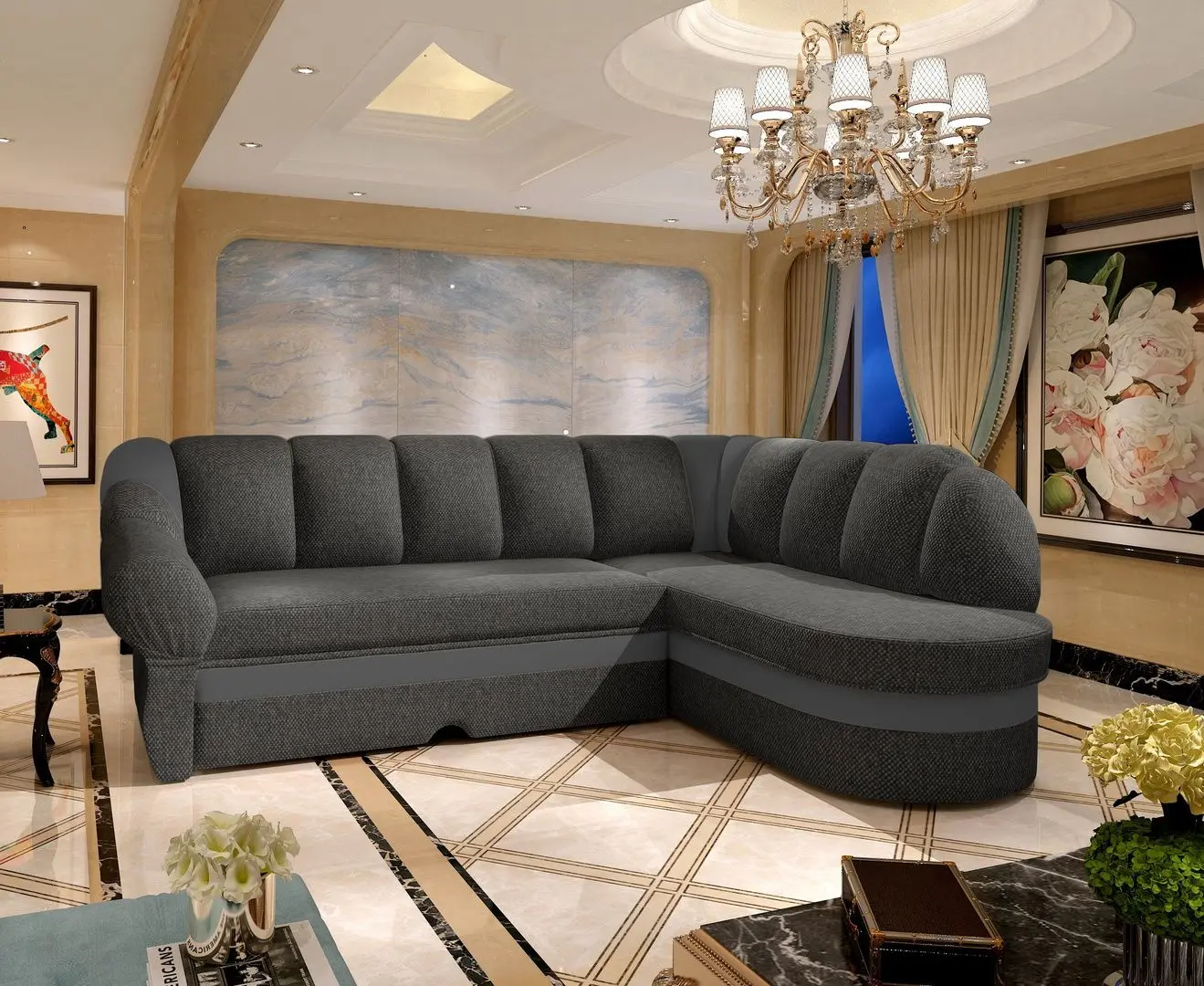 Canapea de colt Eltap Benano Right Inari 96/Soft 29 (Gray Dark)